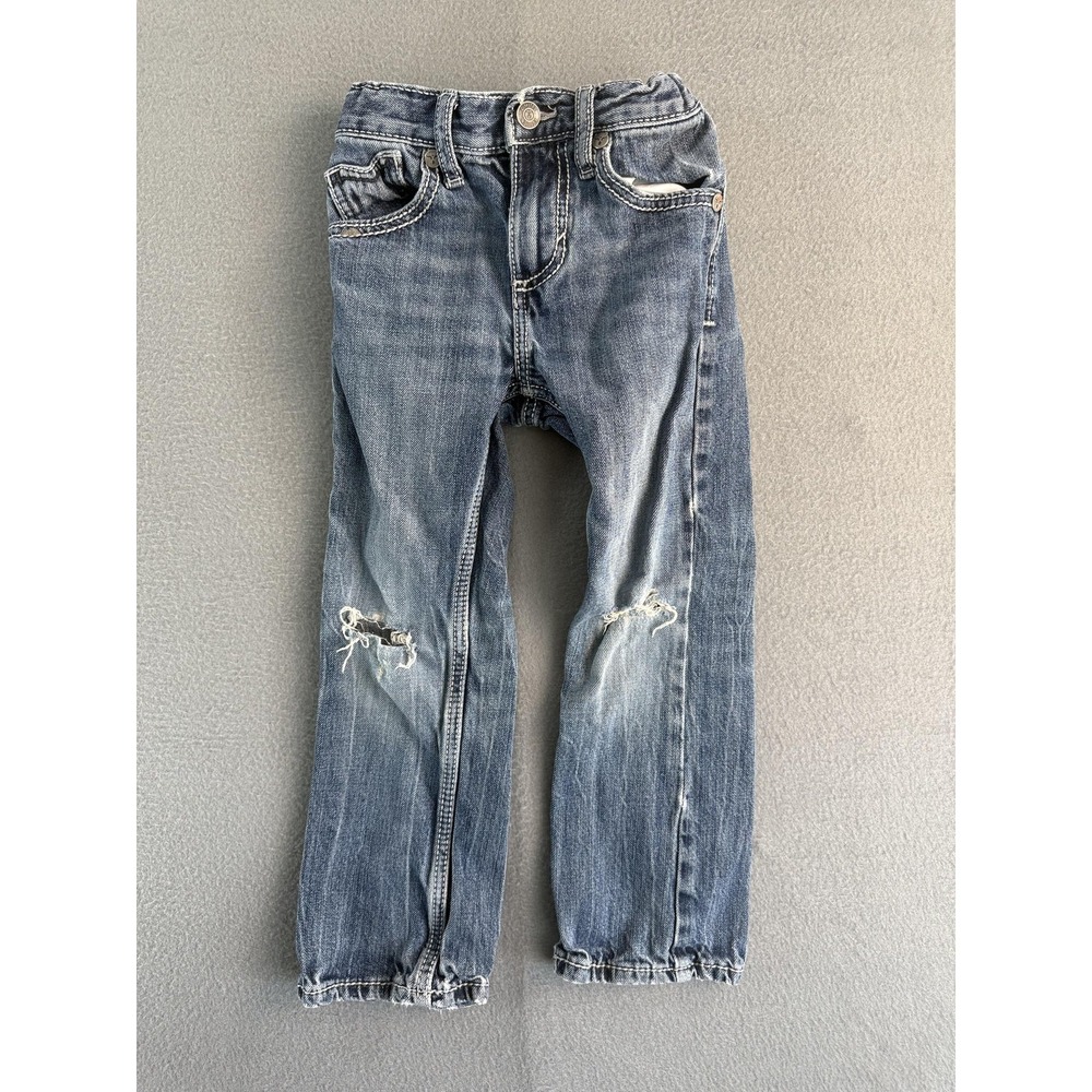 Wrangler 20X Jeans Kids 5 Slim Medium Wash Blue Straight Denim Distressed Knees